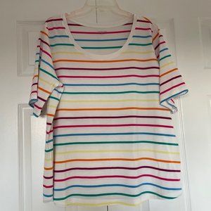 Lands End t-shirt multi colored strips size XL